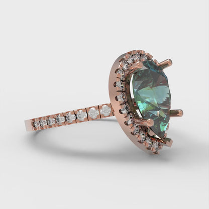 2.38 cttw Blue Moissanite Hidden Halo Engagement Ring - Solid Gold (Pear Cut,10x7mm )