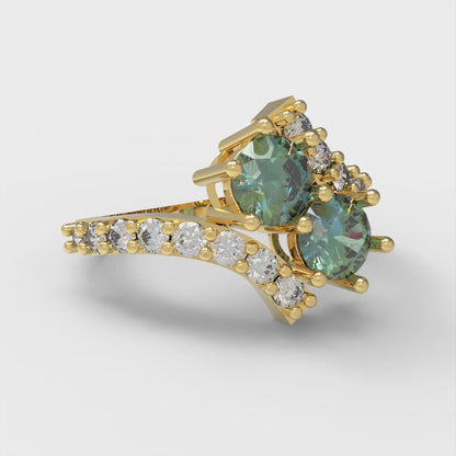 1.48 cttw Blue Moissanite Solitaire with Zirconia Simulated Diamond Accents Engagement Ring - Solid Gold (Round Cut,5mm)