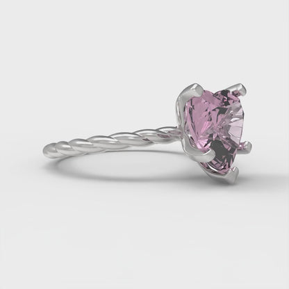 2 cttw Zirconia Simulated Pink Diamond Solitaire  Engagement Ring - Solid Gold (VVS1, Heart Cut,8mm)