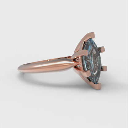 1 cttw Natural Swiss Blue Topaz Solitaire  Engagement Ring - Solid Gold (Marquise Cut,10x5mm)