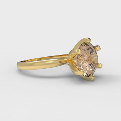 3 cttw Yellow Moissanite Solitaire  Engagement Ring - Solid Gold (Round Cut,9mm)