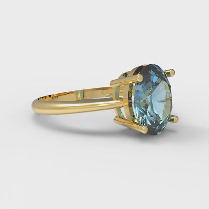 2 cttw Zirconia Simulated Blue Diamond Solitaire  Engagement Ring - Solid Yellow Gold (VVS1, Oval Cut,9x7mm)