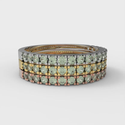 0.855 cttw Simulated Green Diamond Round Cut White/Rose/Yellow Gold Eternity Wedding Band