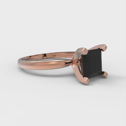 1.5 cttw Natural Onyx Solitaire  Engagement Ring - Solid Gold (Princess Cut,6.5mm)