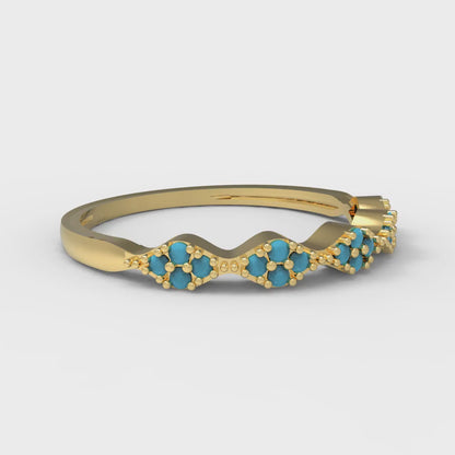0.1 cttw Simulated Turquoise Round Cut Yellow Gold Eternity Wedding Band