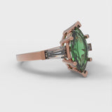 2.0 ct Brilliant Marquise Cut Simulated Emerald Stone Rose Gold Three-Stone Ring