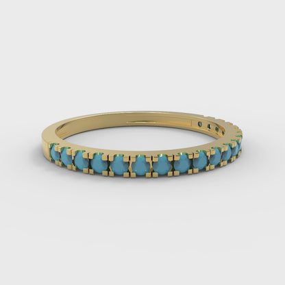 0.285 cttw Simulated Turquoise Round Cut Yellow Gold Eternity Wedding Band