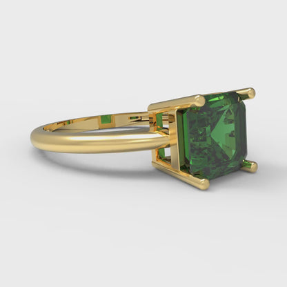 2 cttw Simulated Emerald Solitaire  Engagement Ring - Solid Gold (Asscher Cut,7.0mm)
