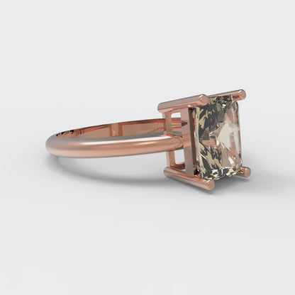 1.75 cttw Natural Morganite Solitaire  Engagement Ring - Solid Gold (Radiant Cut,7.5x5.5mm)