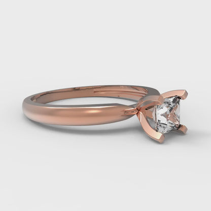 0.5 cttw Moissanite Solitaire  Engagement Ring - Solid Rose Gold (VVS1, Princess Cut,4.5mm)