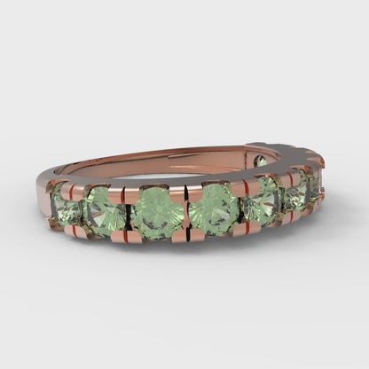 1 cttw Simulated Green Diamond Round Cut Rose Gold Eternity Wedding Band