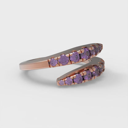 0.235 cttw Natural Amethyst Round Cut Rose Gold Eternity Wedding Band