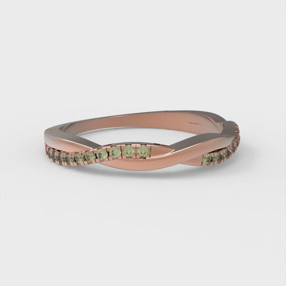 0.16 cttw Natural Peridot Round Cut Rose Gold Eternity Wedding Band