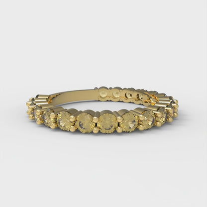 1.2 cttw Simulated Yellow Diamond Round Cut Yellow Gold Eternity Wedding Band
