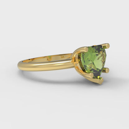 2 cttw Natural Peridot Solitaire  Engagement Ring - Solid Gold (Heart Cut,8mm)