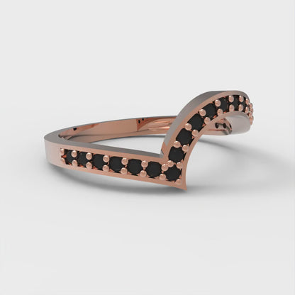 0.165 cttw Natural Onyx Round Cut Rose Gold Eternity Wedding Band