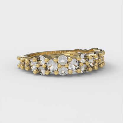 0.98 cttw White Sapphire Round Cut Yellow Gold Eternity Wedding Band