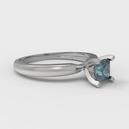 0.5 cttw Natural London Blue Topaz Solitaire  Engagement Ring - Solid Gold (Princess Cut,4.0mm)