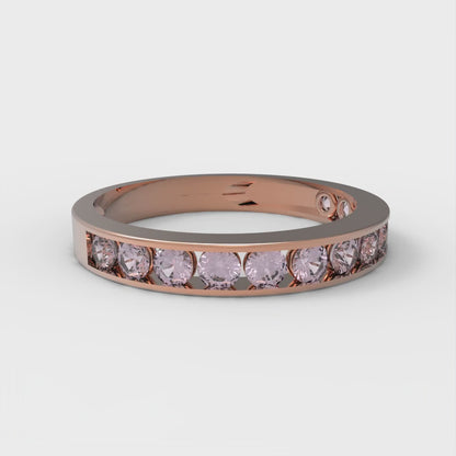 0.39 cttw Simulated Pink Diamond Round Cut Rose Gold Eternity Wedding Band