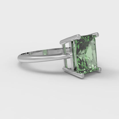 2.5 cttw Zirconia Simulated Green Diamond Solitaire  Engagement Ring - Solid Gold (VVS1, Radiant Cut,8.5x6.5mm)