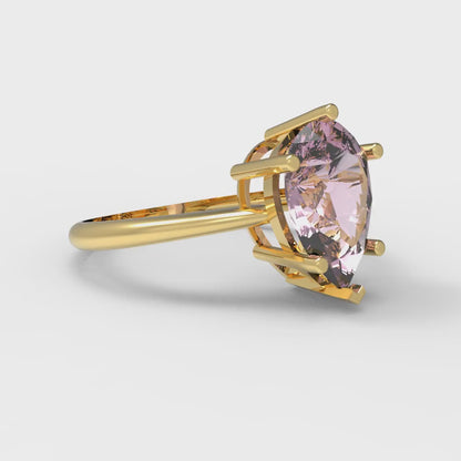 2 cttw Zirconia Simulated Pink Diamond Solitaire  Engagement Ring - Solid Gold (VVS1, Pear Cut,10x7mm)