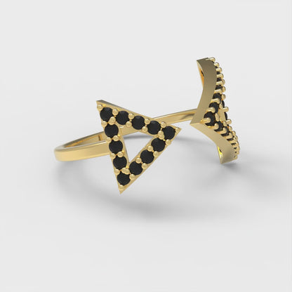 0.2475 cttw Natural Onyx Statement Engagement Ring - Solid Gold (Round Cut,1.2mm)