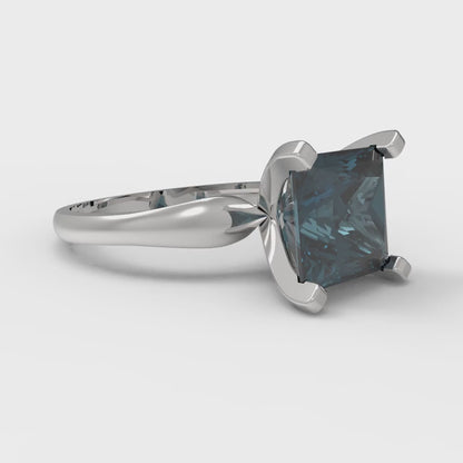 2.5 cttw Natural London Blue Topaz Solitaire  Engagement Ring - Solid Gold (Princess Cut,7.5mm)