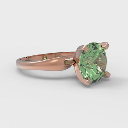 2.5 cttw Zirconia Simulated Green Diamond Solitaire  Engagement Ring - Solid Rose Gold (VVS1, Round Cut,8.5mm)