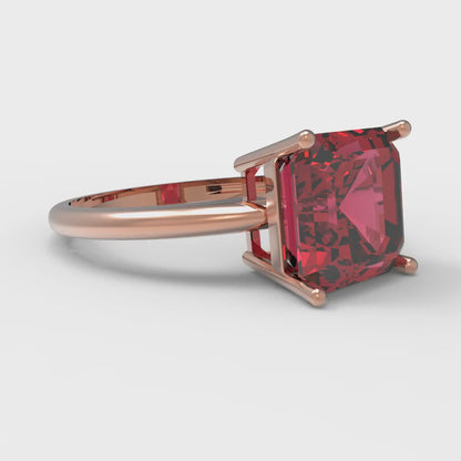 2.5 cttw Simulated Ruby Solitaire  Engagement Ring - Solid Rose Gold (VVS1, Asscher Cut,8.0mm)