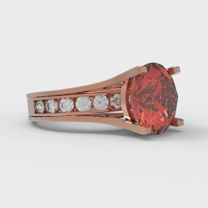 3.39 cttw Round Cut Simulated Red Diamond Bridal Set - Solid Rose Gold Engagement Ring & Wedding Band