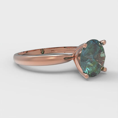 2 cttw Blue Moissanite Solitaire  Engagement Ring - Solid Gold (Round Cut,8.0mm)