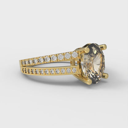 2.32 cttw Natural Morganite Solitaire with Zirconia Simulated Diamond Accents Engagement Ring - Solid Gold (Oval Cut,9X7mm)