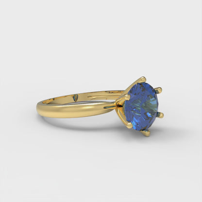 1.5 cttw Simulated Tanzanite Solitaire  Engagement Ring - Solid Gold (Round Cut,7.5mm)
