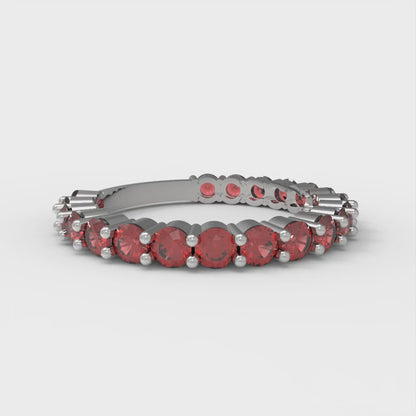 1.2 cttw Simulated Ruby Round Cut White Gold Eternity Wedding Band