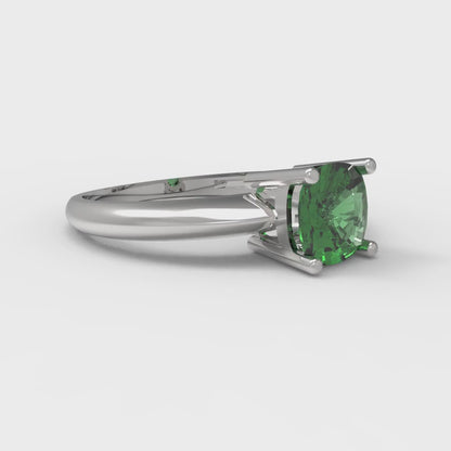 1 cttw Simulated Emerald Solitaire  Engagement Ring - Solid Gold (Cushion Cut,6mm)