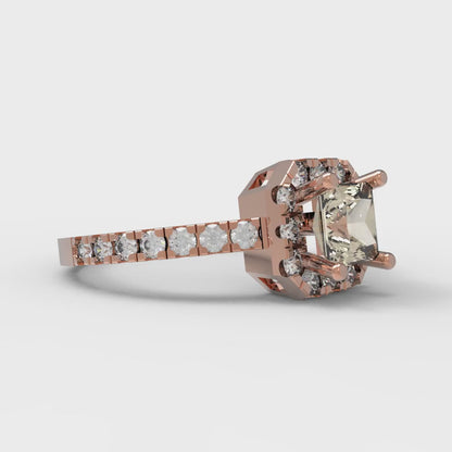 0.89 cttw Natural Morganite Hidden Halo Engagement Ring - Solid Gold (Princess Cut,4.5mm)