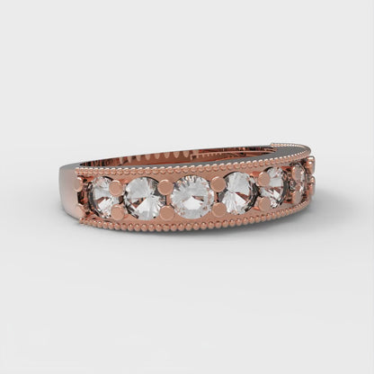 0.81 cttw White Sapphire Round Cut Rose Gold Eternity Wedding Band