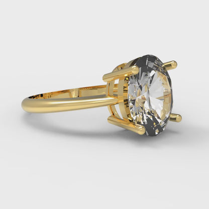 2.5 cttw White Sapphire Solitaire  Engagement Ring - Solid Gold (Oval Cut,9.5x7.5mm)