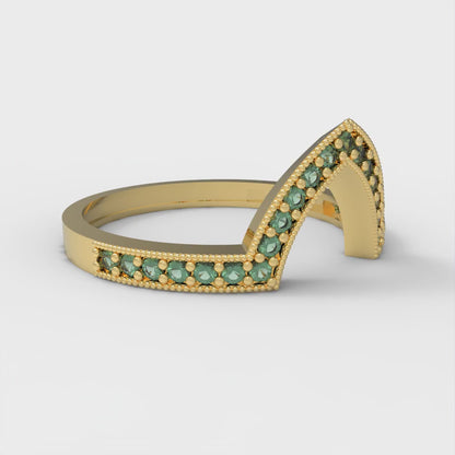 0.1875 cttw Simulated Emerald Round Cut Yellow Gold Eternity Wedding Band
