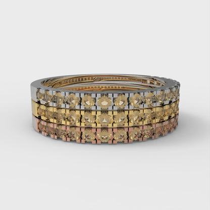 0.855 cttw Simulated Champagne Diamond Round Cut White/Rose/Yellow Gold Eternity Wedding Band