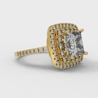 2.07 cttw Moissanite Hidden Halo Engagement Ring - Solid Yellow Gold (VVS1, Princess Cut,6.5mm)