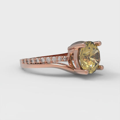 1.71 cttw Zirconia Simulated Yellow Diamond Solitaire with Zirconia Simulated Diamond Accents Engagement Ring - Solid Rose Gold (VVS1, Round Cut,7.5mm)