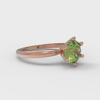 1 cttw Natural Peridot Solitaire  Engagement Ring - Solid Gold (Round Cut,6.5mm)