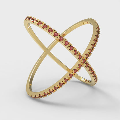 0.245 cttw Natural Garnet Statement Engagement Ring - Solid Yellow Gold (VVS1, Round Cut,1.0mm)