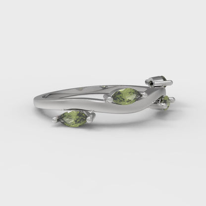 0.4 cttw Natural Peridot Marquise Cut White Gold Eternity Wedding Band