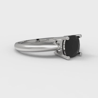 1 cttw Natural Onyx Solitaire  Engagement Ring - Solid Gold (Cushion Cut,6mm)