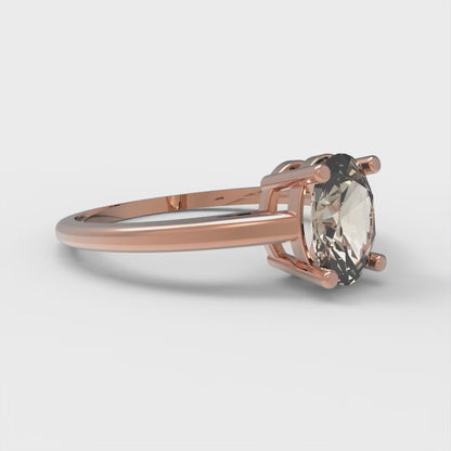 1 cttw Natural Morganite Solitaire  Engagement Ring - Solid Gold (Oval Cut,7x5mm)