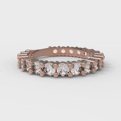 1.44 cttw White Sapphire Round Cut Rose Gold Eternity Wedding Band