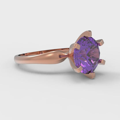 2.5 cttw Simulated Alexandrite Solitaire  Engagement Ring - Solid Rose Gold (VVS1, Round Cut,8.5mm)