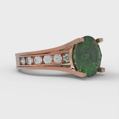 3.39 cttw Round Cut Simulated Emerald Bridal Set - Solid Rose Gold Engagement Ring & Wedding Band